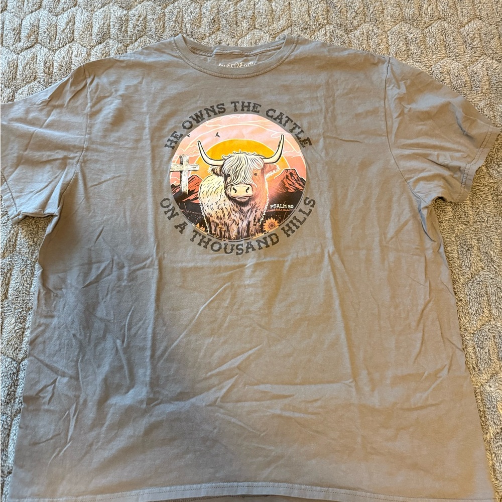 Love and Faith Christian Gray Polo Graphic Tee Short Sleeve